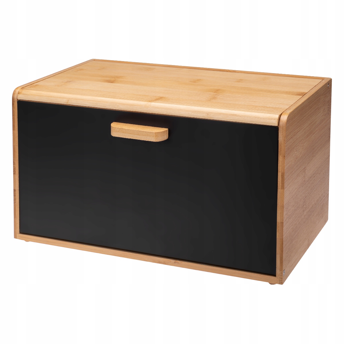 Chlebak pojemnik na chleb LAVARO czarny z bambusem dwa sposoby otwierania