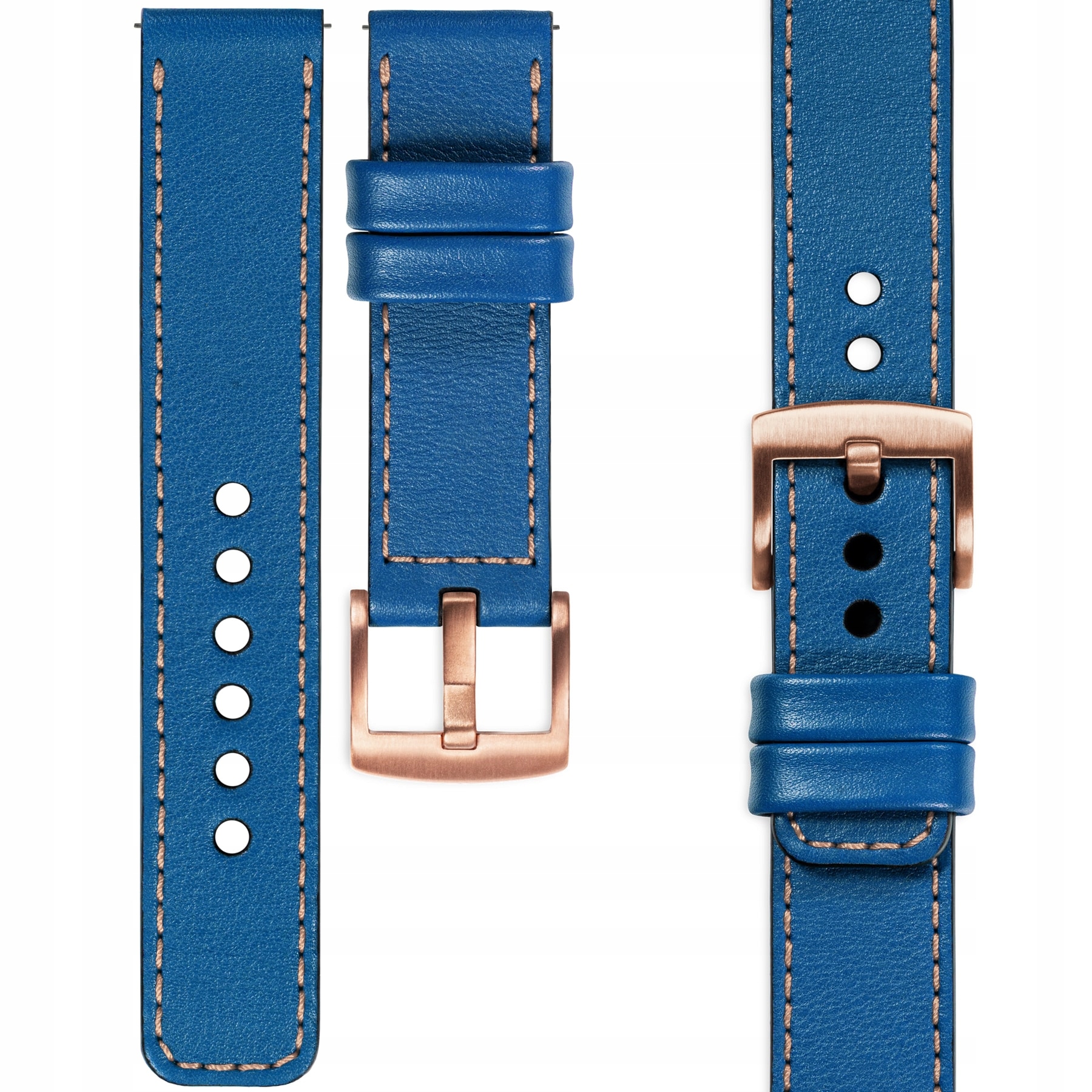 Kožený opasek 22 mm modrý pro hodinky premium handmade modrý