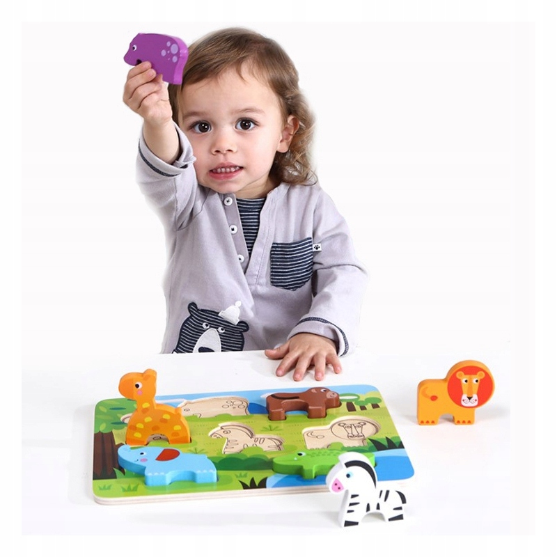 

Tooky Toy Grube Puzzle 3D Zwierzęta Dopasuj Kształ