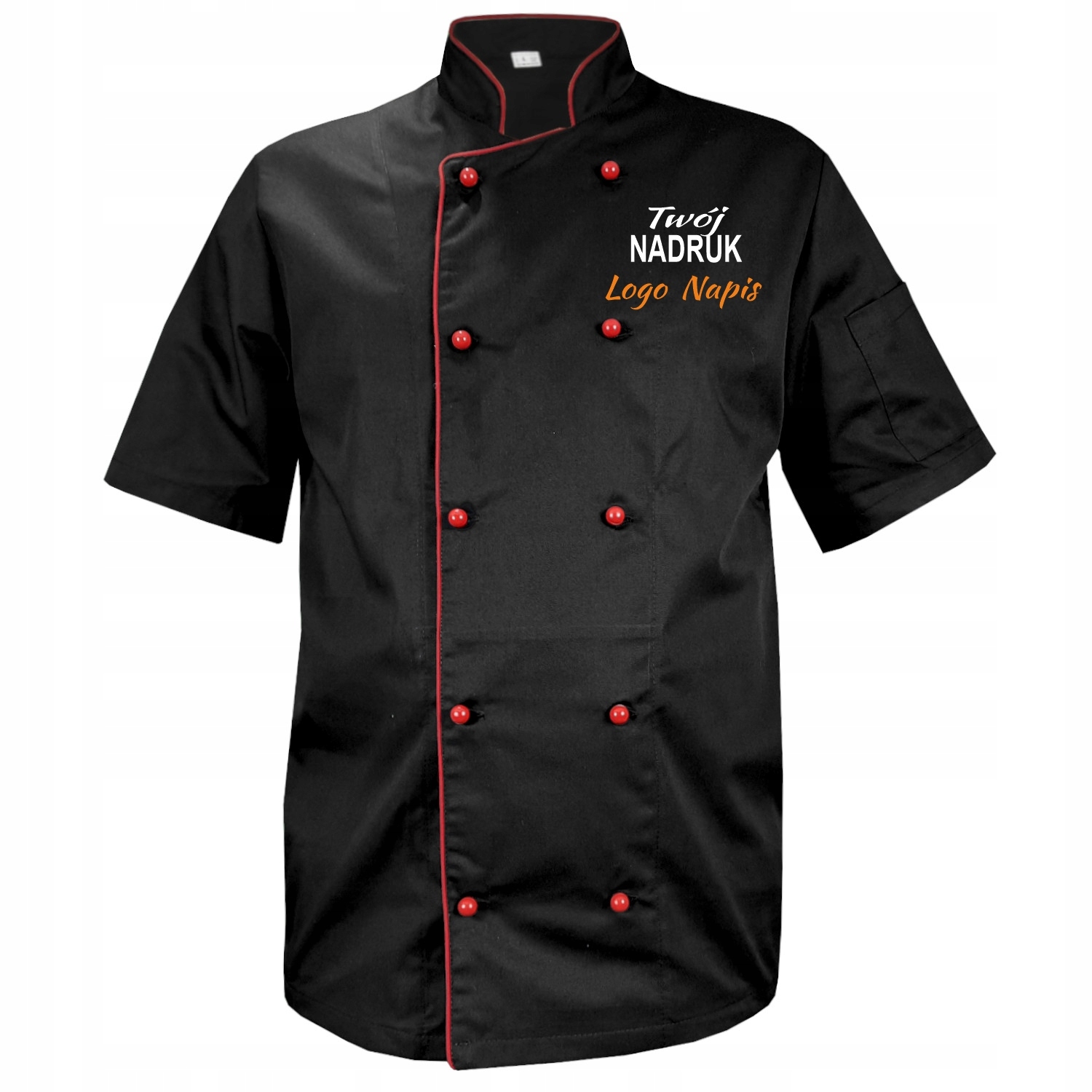 Kuchařský Mikina , černý s lemováním, černý s potiskem vašeho loga vel. 3XL