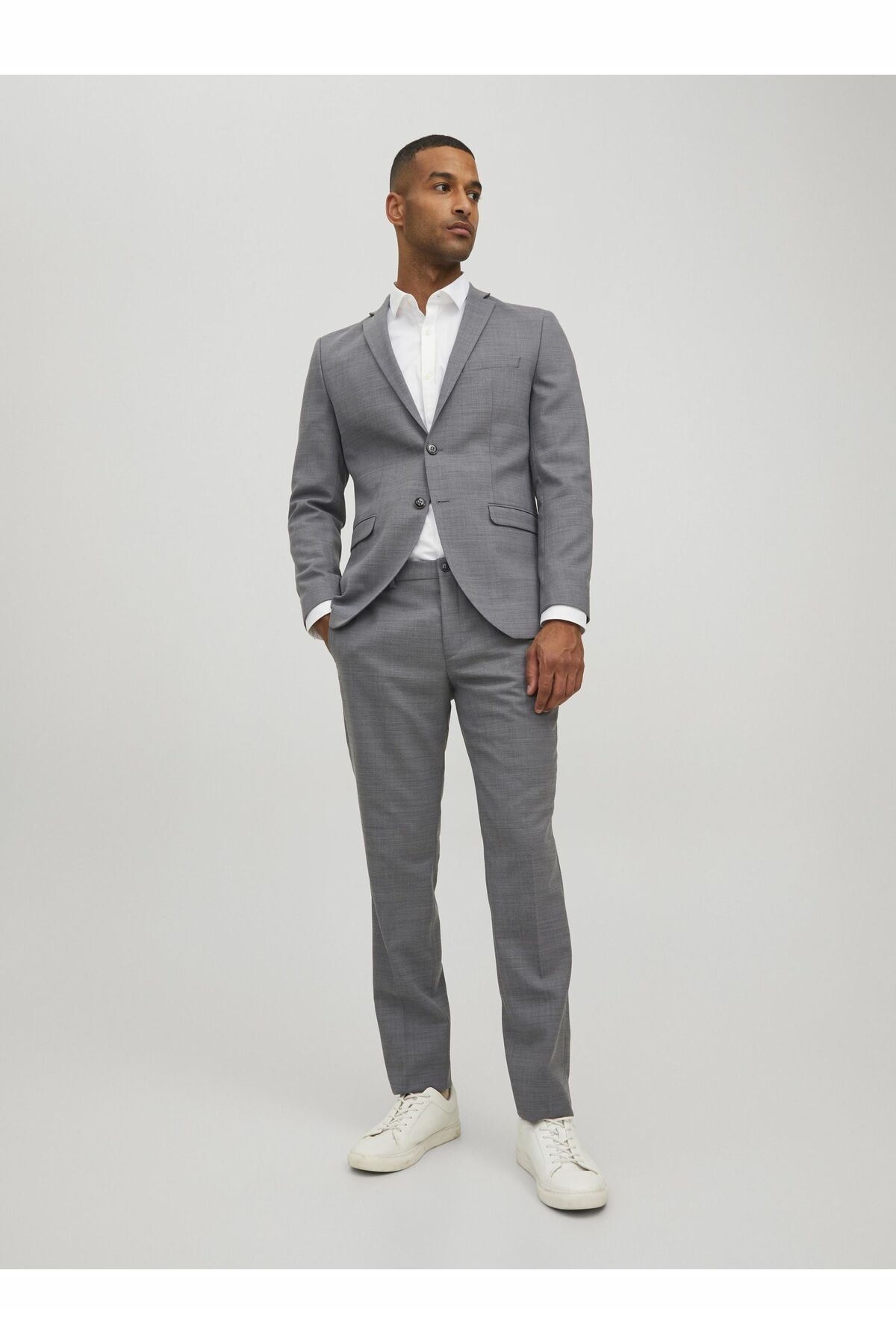 Jack&jones Oblek Slim Šedý Sako A Kalhoty Vlna 46 6FA