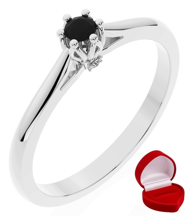 Zlatý Prstýnek 585 14k Brylant Lab 0,06 ct Bílé Zlato R12