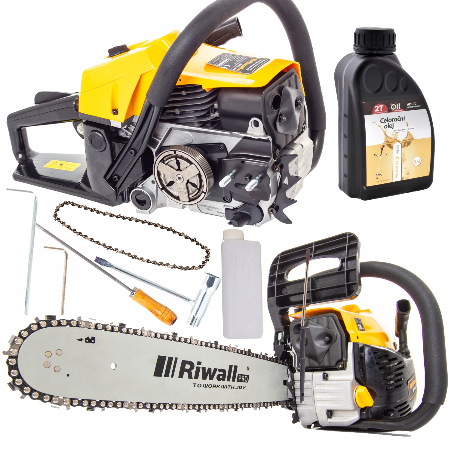 Piła łańcuchowa Spalinowa Riwall MOC 4500 W / 8 KM Riwall 5040 Set EAN (GTIN) 8414218098162