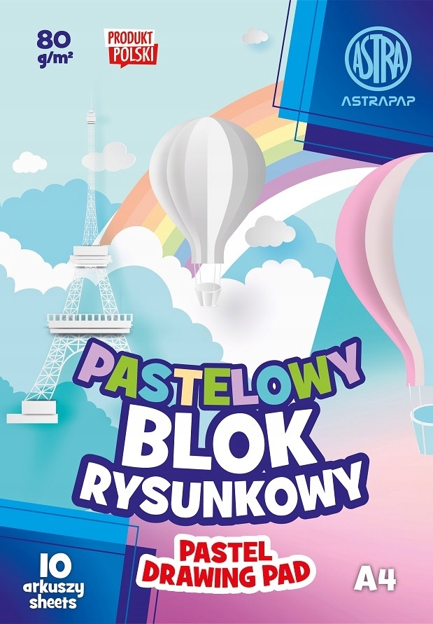 

Blok Rysunkowy 80g A4/10k. Paselowy Astra Pastel