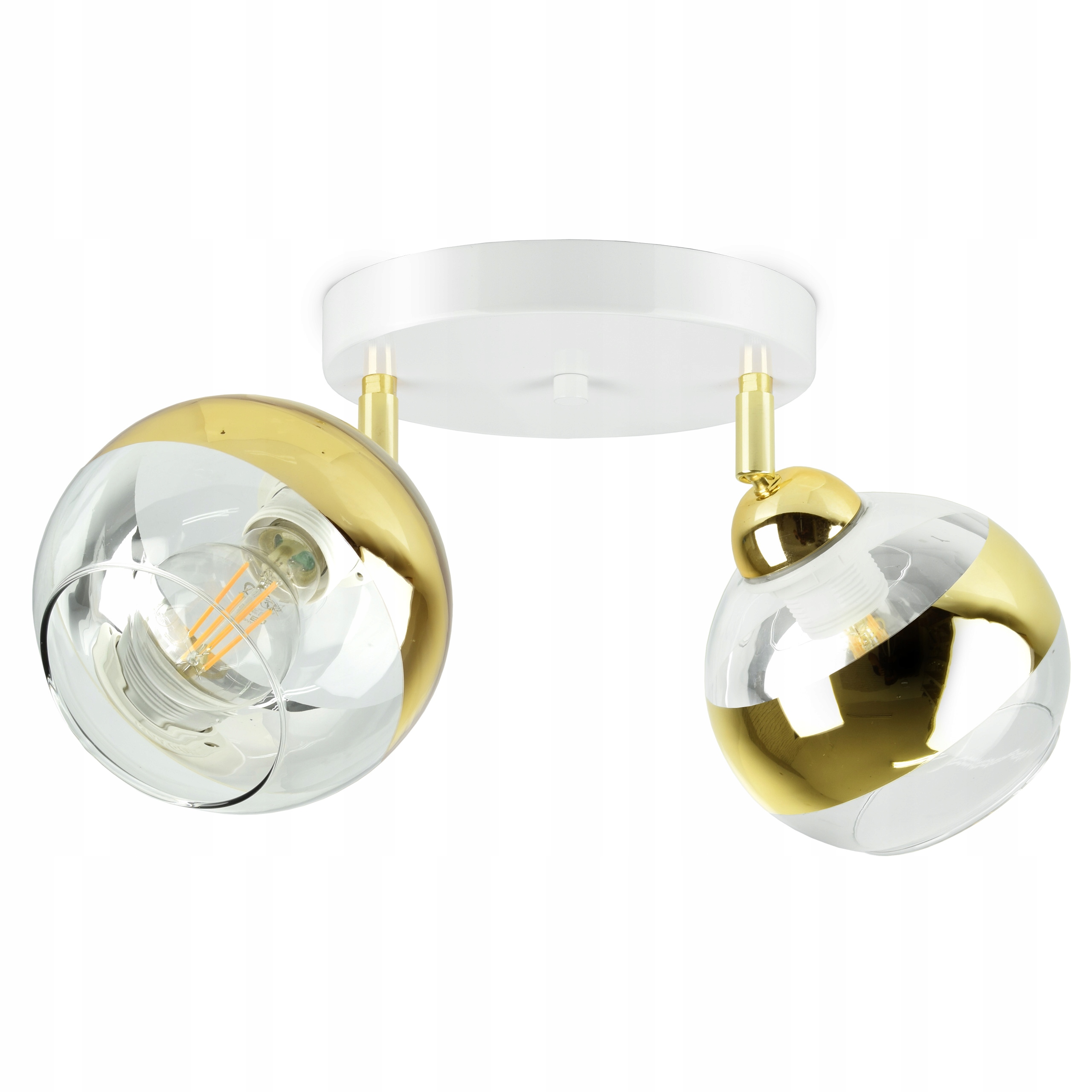 Lampa Sufitowa Żyrandol Biała Złota Glass EG2 Led