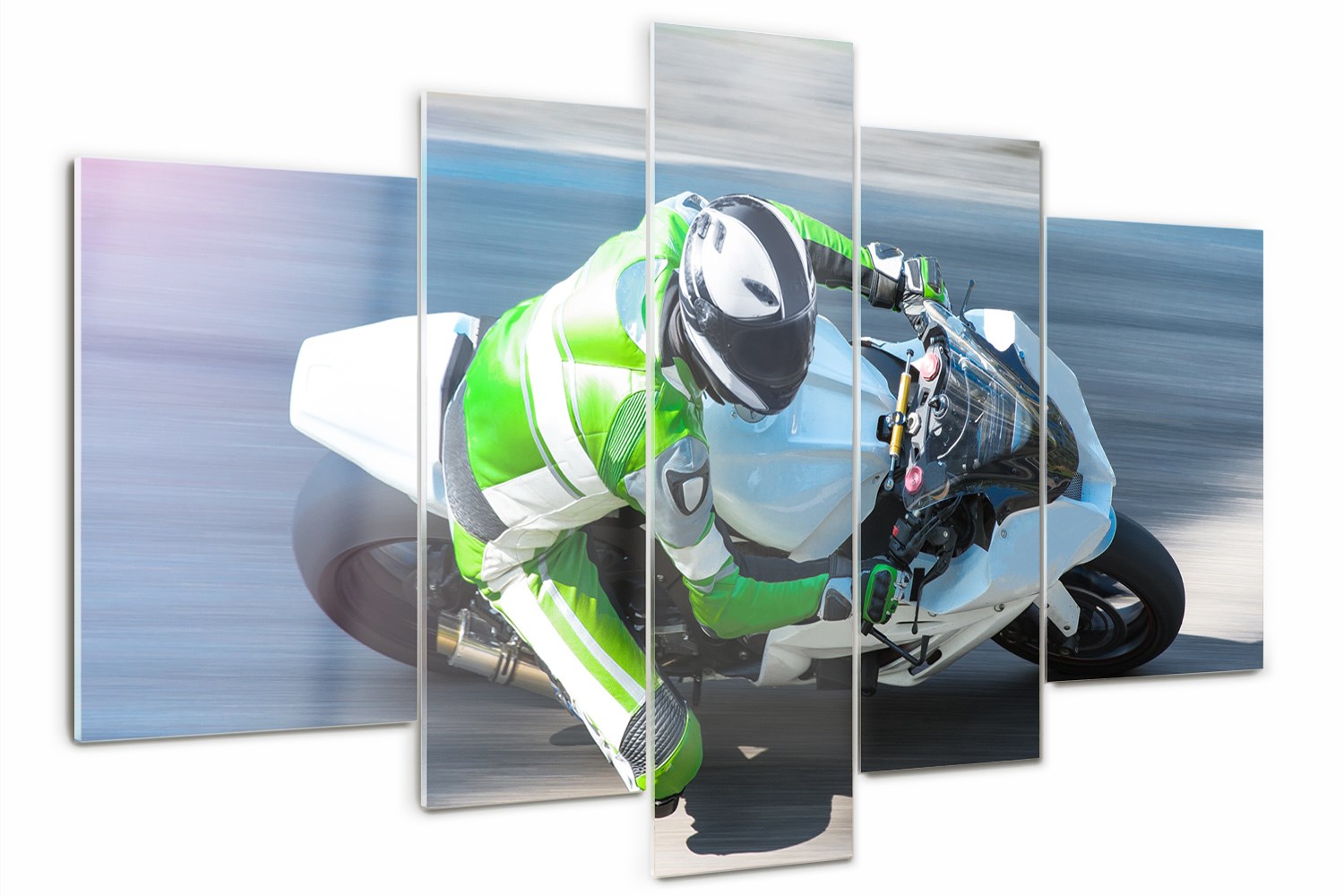 

Obraz szkło tryptyk do salonu Wyścig motocyklowy