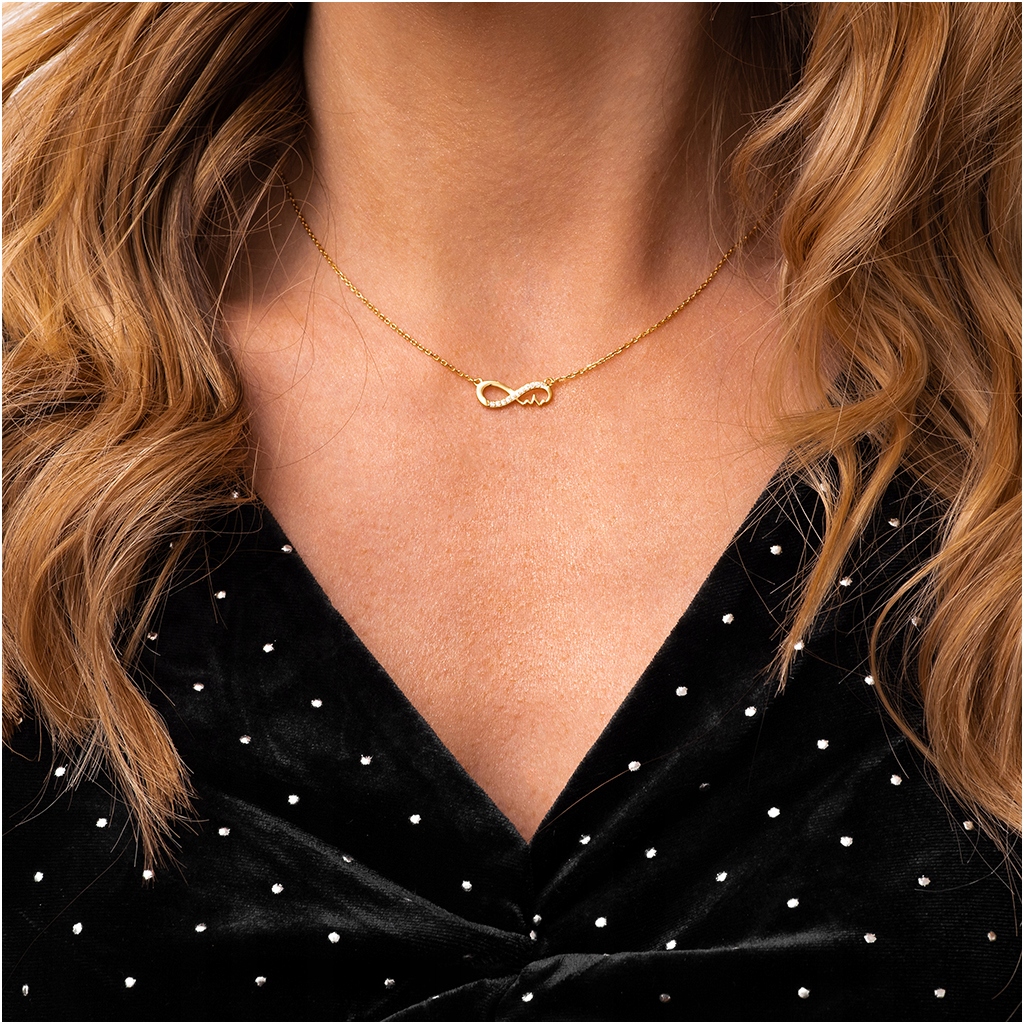 Naszyjnik srebrny damski pozłacany NIESKOŃCZONOŚĆ Marka Blingart