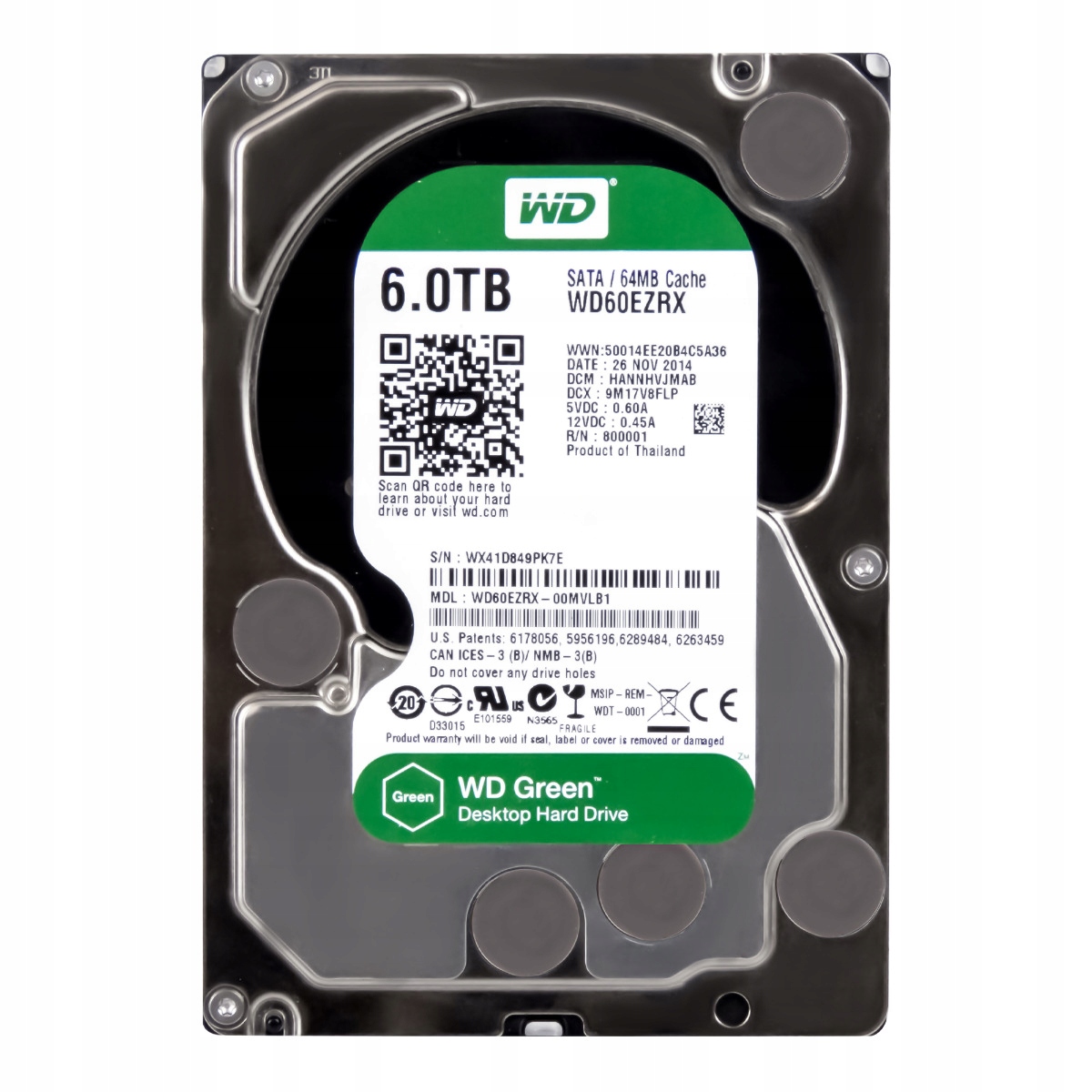 Wd Green 6TB 5.4K 64MB Sata III 3.5'' WD60EZRX