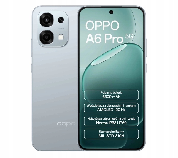 Smartfon Oppo A6 Pro 5G 8/256GB Amoled 120Hz 6500mAh Szary Tytanowy