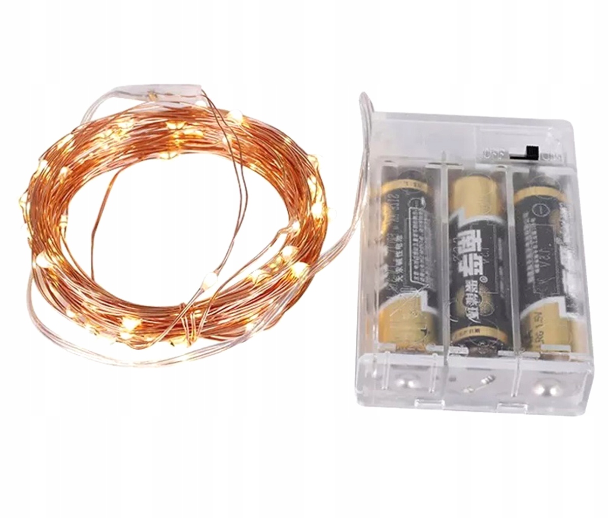 

ZD86 Lampki Druciki 100x Led Na Baterie Białe 10M