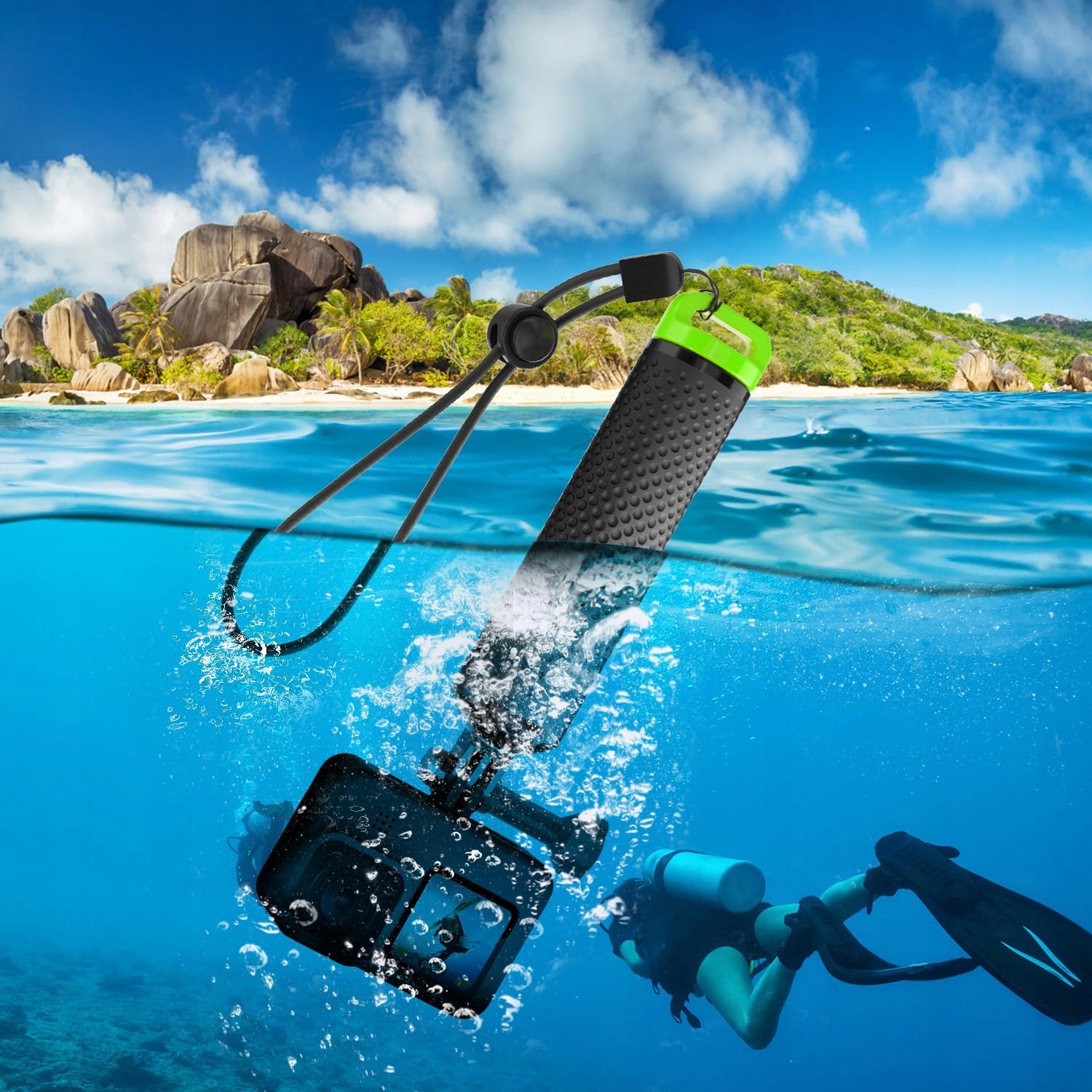 SAMETOP Uchwyt Pływający Do Kamer GoPro Hero DJI Osmo Action Zielony — miniatura 5