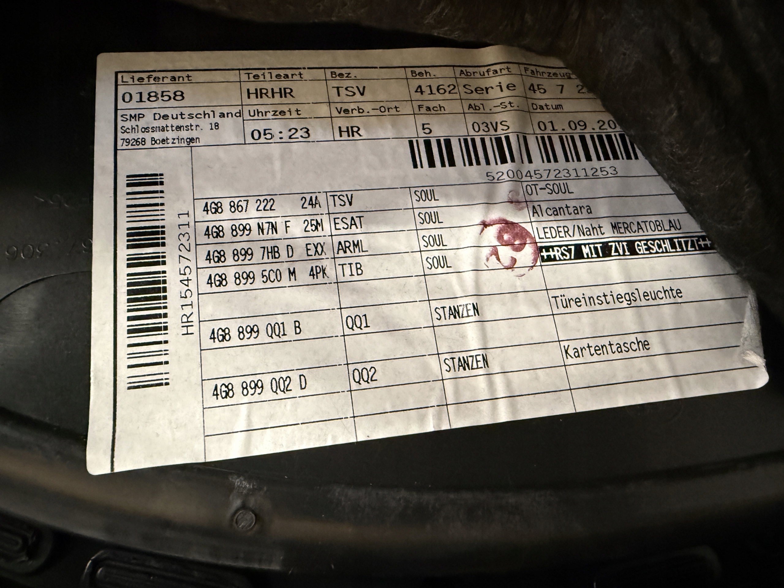 AUDI RS7 A7 4G side door right rear part