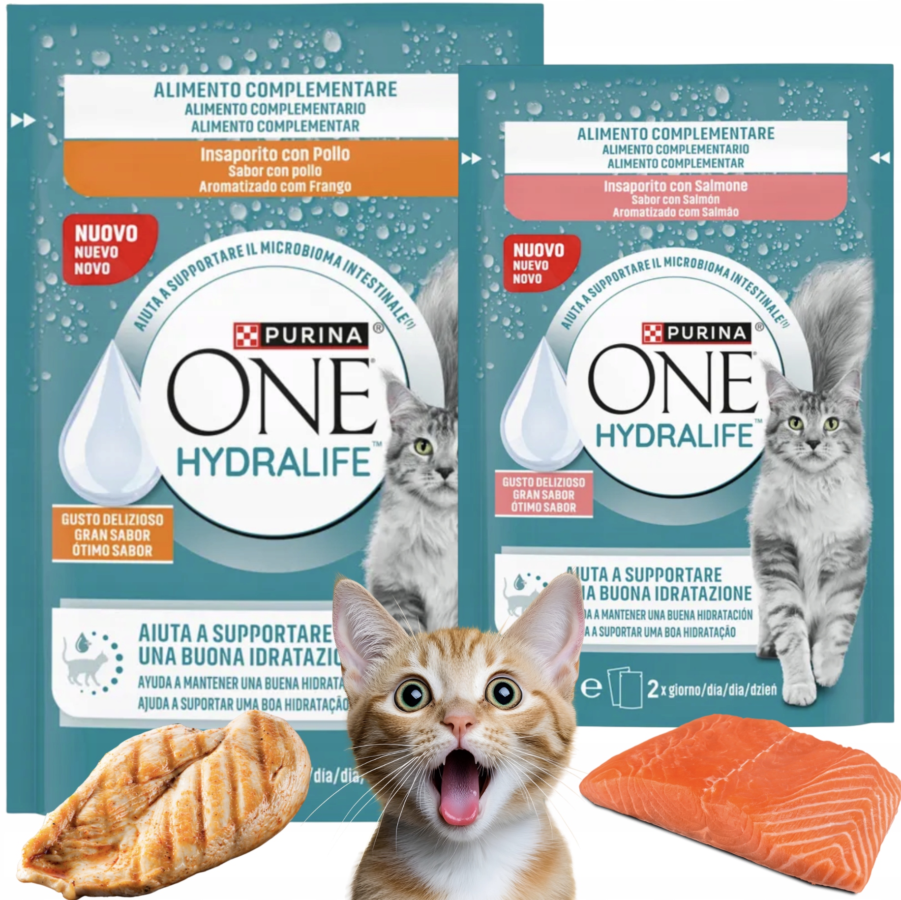 Purina One Hydralife 24x50g kurczak łosoś płynna przekąska kot nawodnienie