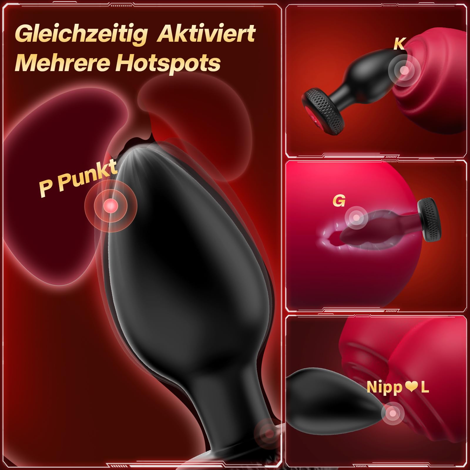 ANALPLUG Zestaw 4 Wibratory Zdalne Sterowanie Prostata Analduszka — miniatura 4