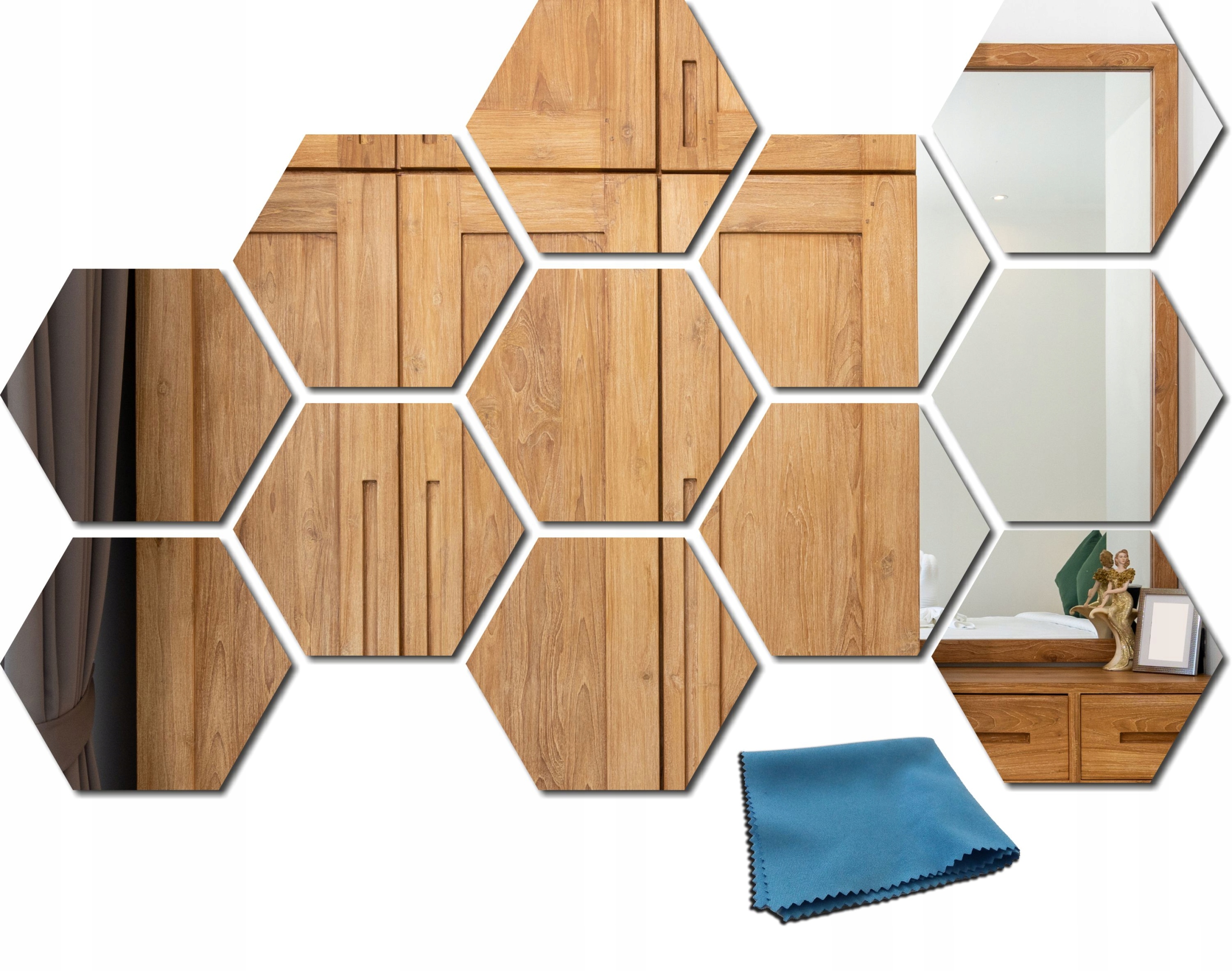 

Lustro dekoracyjne Hexagon 16x18cm 12 szt L5
