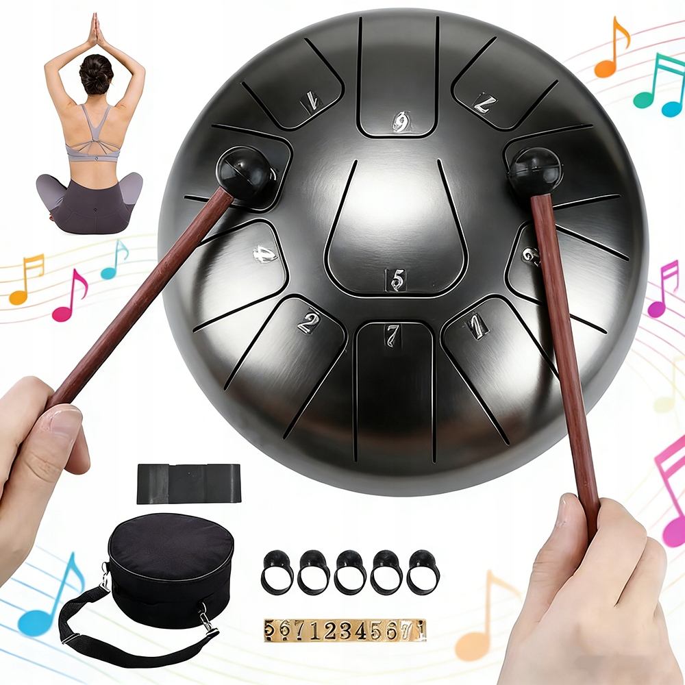 Ocelový Jazykový Buben 10 Palců, 11 Zvuků, Dárek Pro Meditaci A Jógu