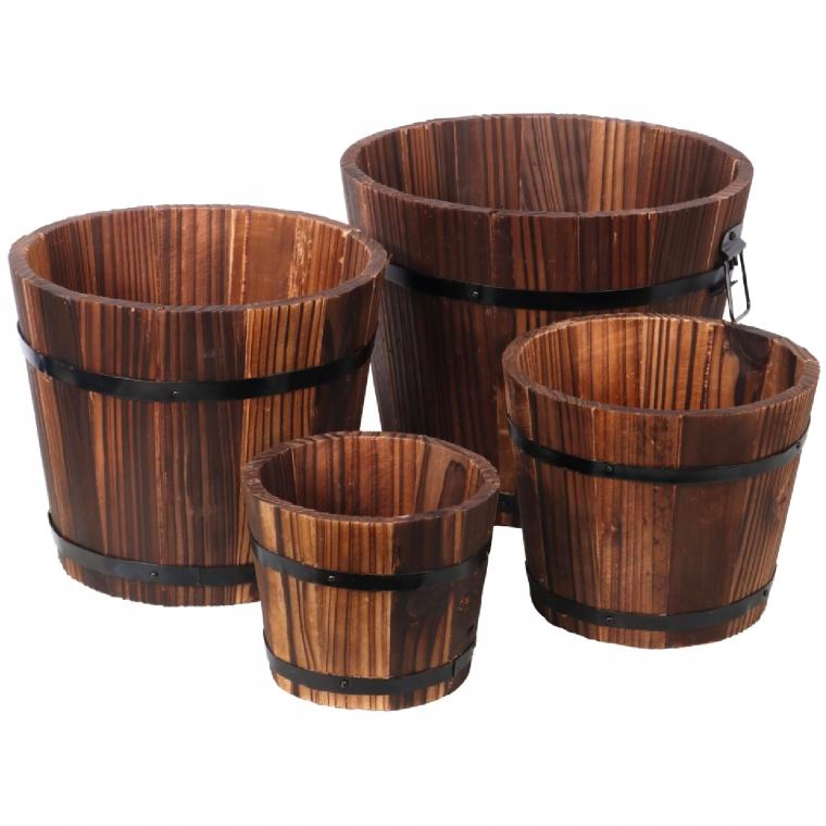 DONICA DREWNIANA Z METALOWYMI OBRĘCZAMI 13X11X10 CM Marka bez marki