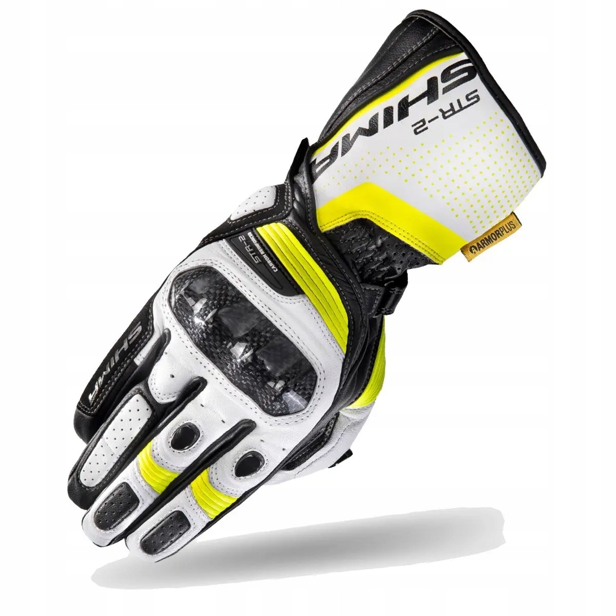 Kožené športové motocyklové rukavice Shima STR-2 Yellow Fluo XXL