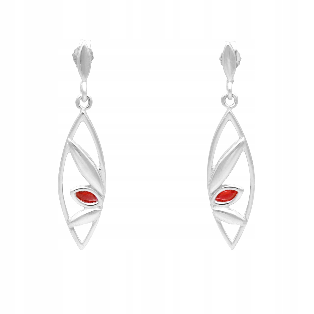 Náušnice s rubínovými zirkony a slzami stříbro