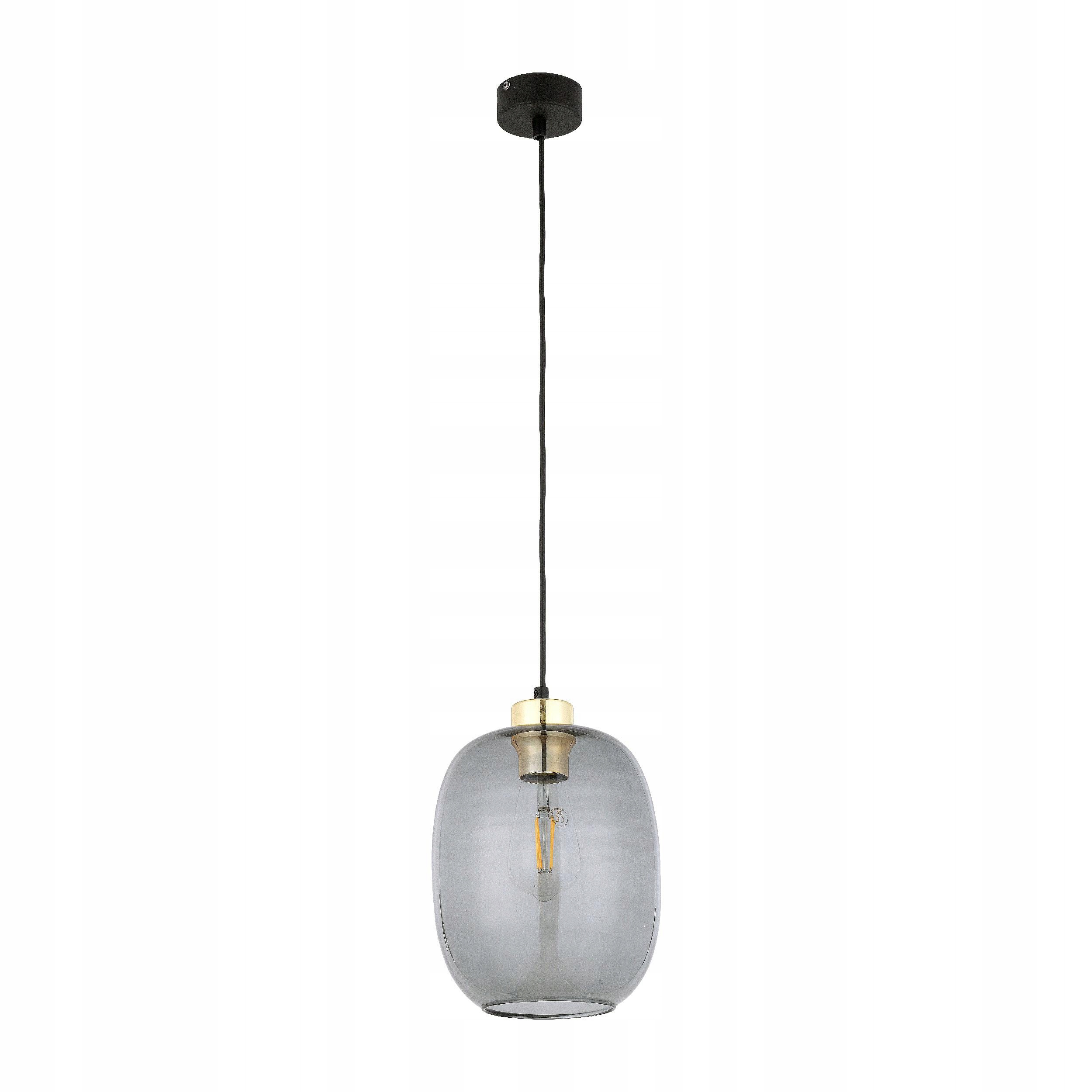 Závěsná lampa Omega Černá Zlatá Skleněná Stínidlo 1xE27 Stropní Moderní