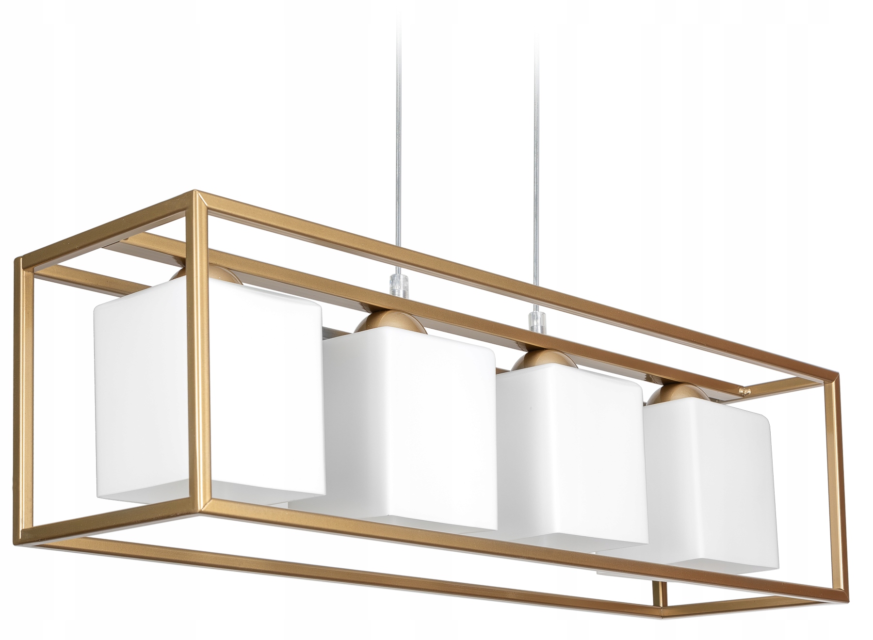 NOWOCZESNA LAMPA SUFITOWA PLAFON ŻYRANDOL ZŁOTA KLATKA LOFT BIAŁY KLOSZ LED