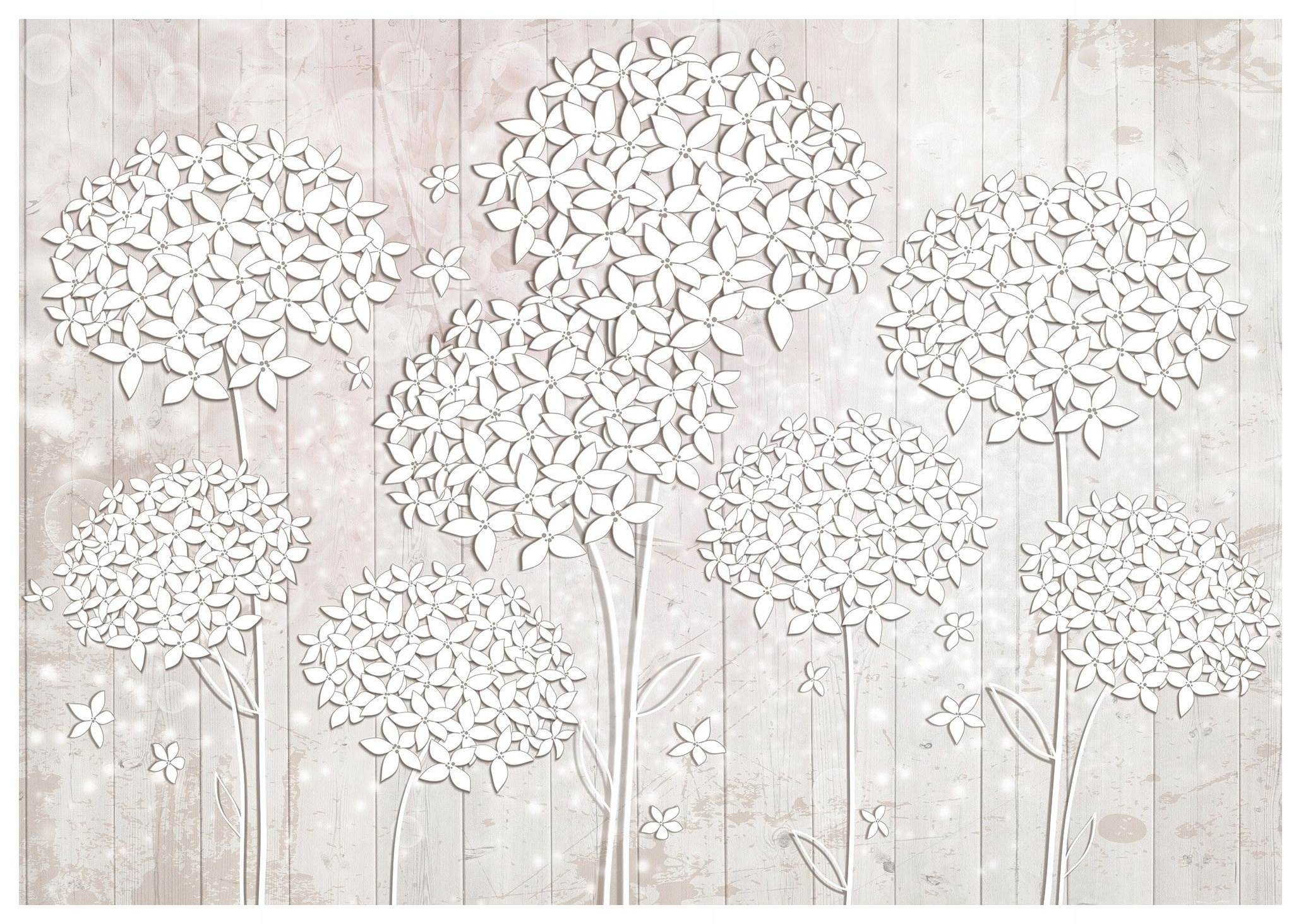 Fototapeta Hortenzie na doskách biela a sivá efekt 368x254 lepidlo