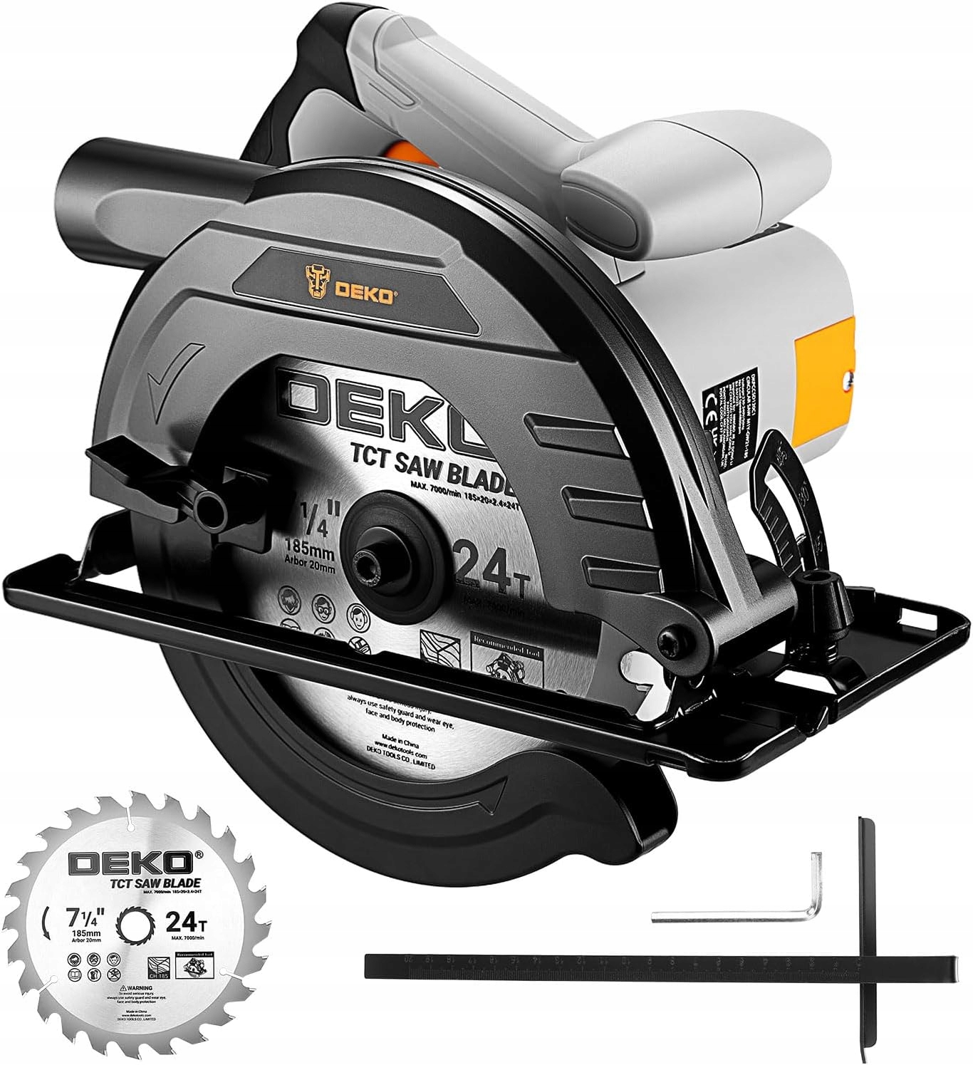 Deko Piła tarczowa 1200W, 185mm, regulacja głębokości i kąta cięcia 0-45°