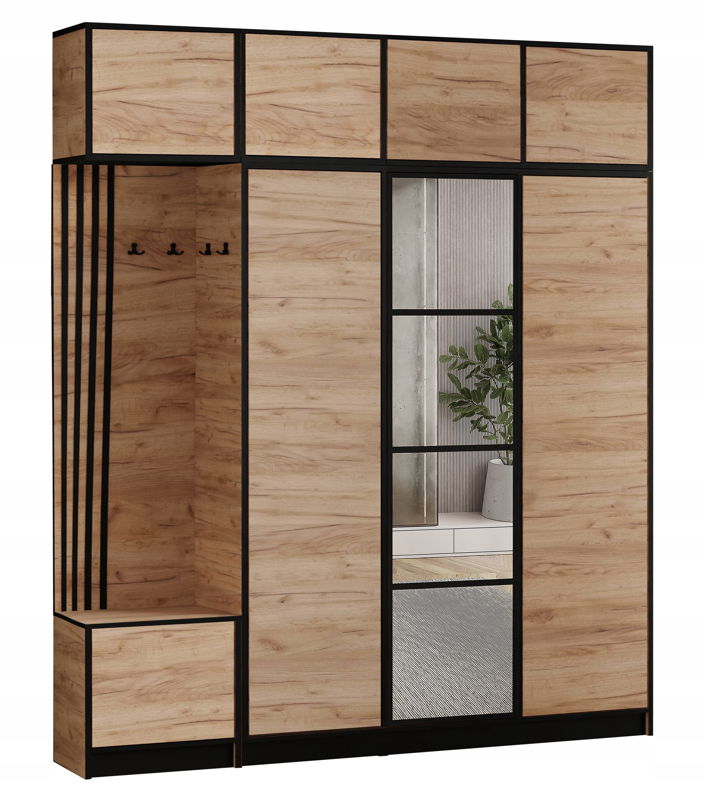 Šatní skříň Costa 14 dub craft zlatý sedák s nástavcem