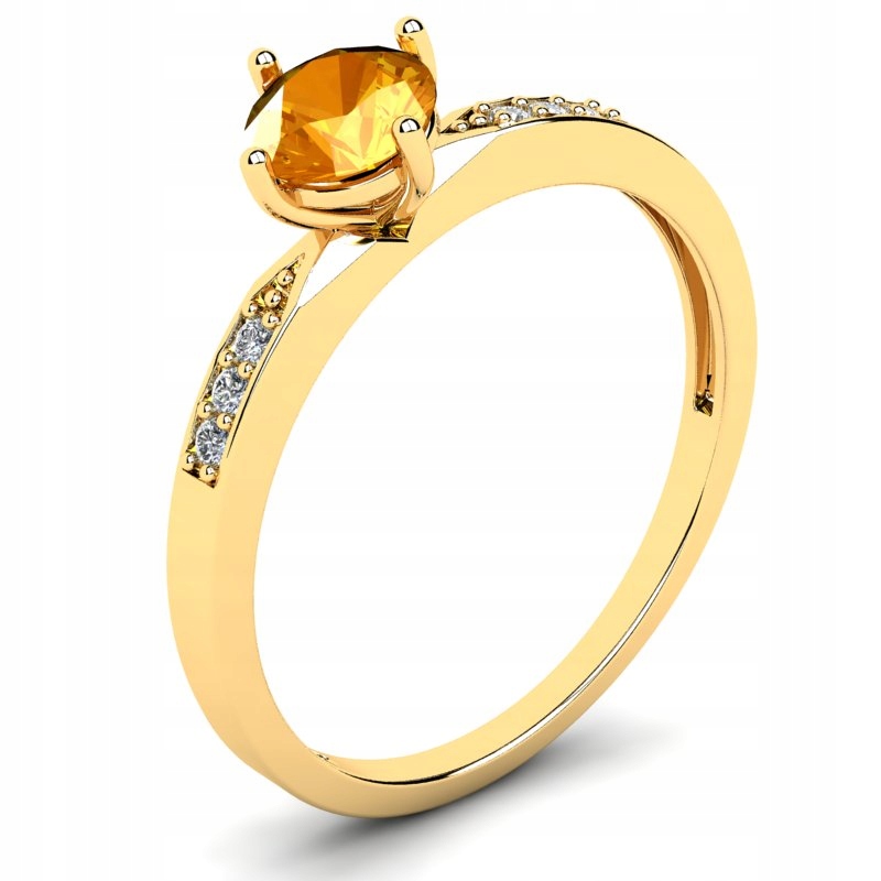 

Pierścionek Złoty Z Pomarańczową Cyrkonią