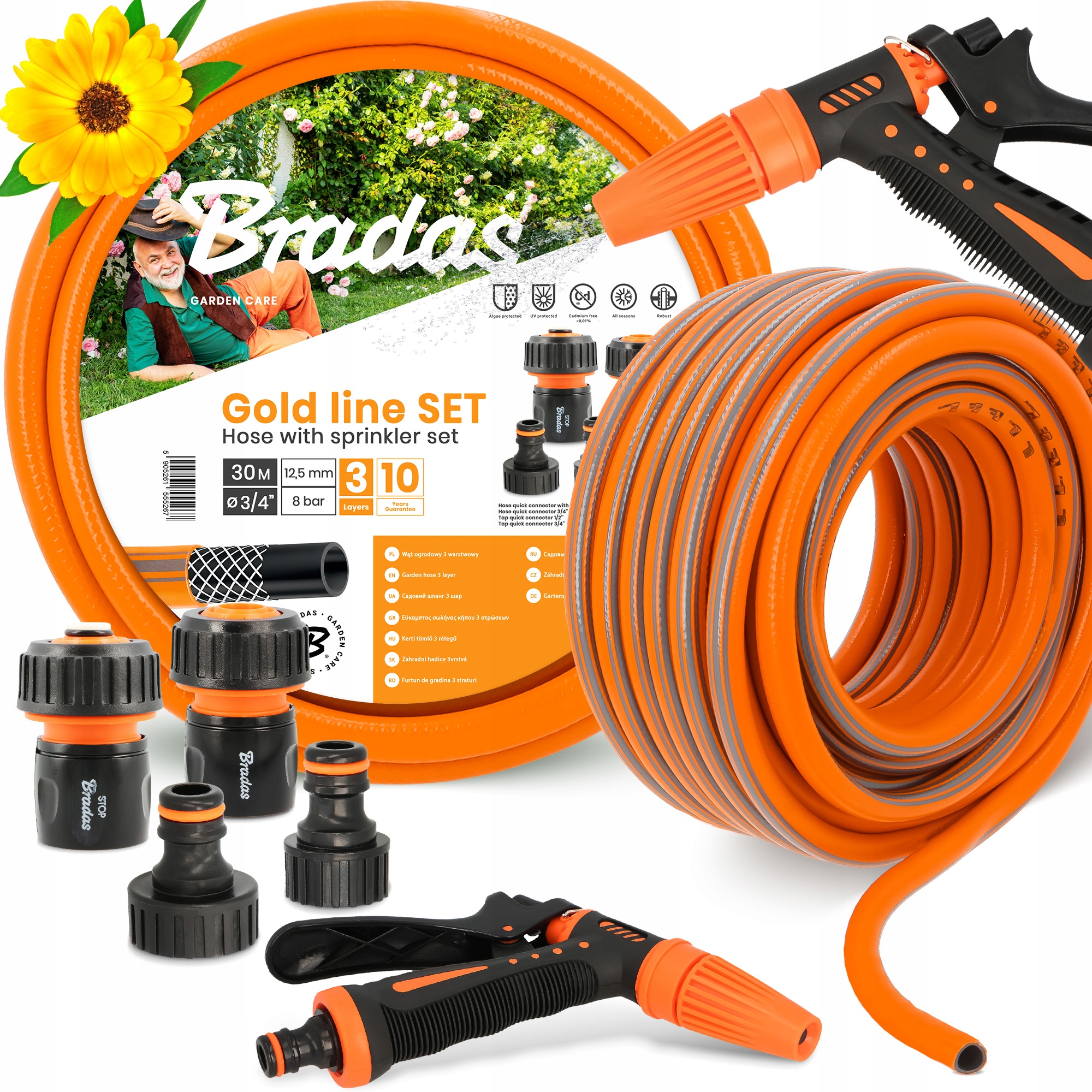 Záhradná Hadica 3/4 Vody Zvinovací zavlažovač 30 m Šlauf Šlauch 3-VRSTVOVÝ Yo