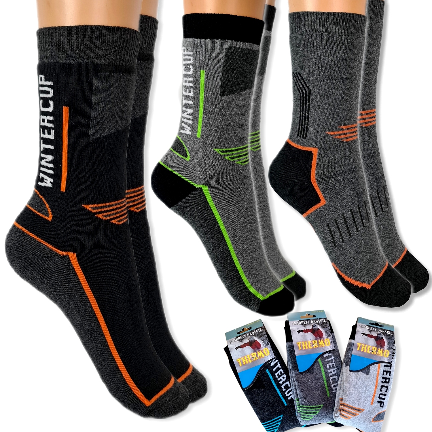 

3 Damskie Skarpety Termo Ciepłe Grube Narty 39-42