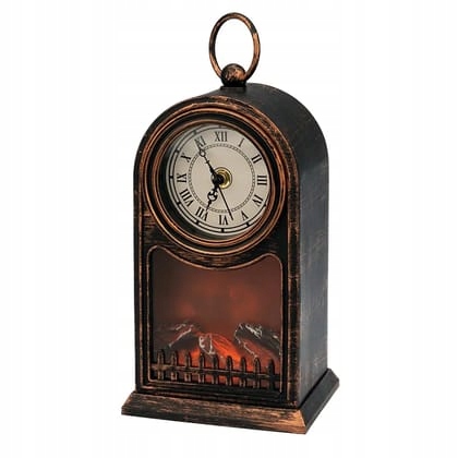 Dekorativní Led krb Retro s hodinami na baterie 25 cm