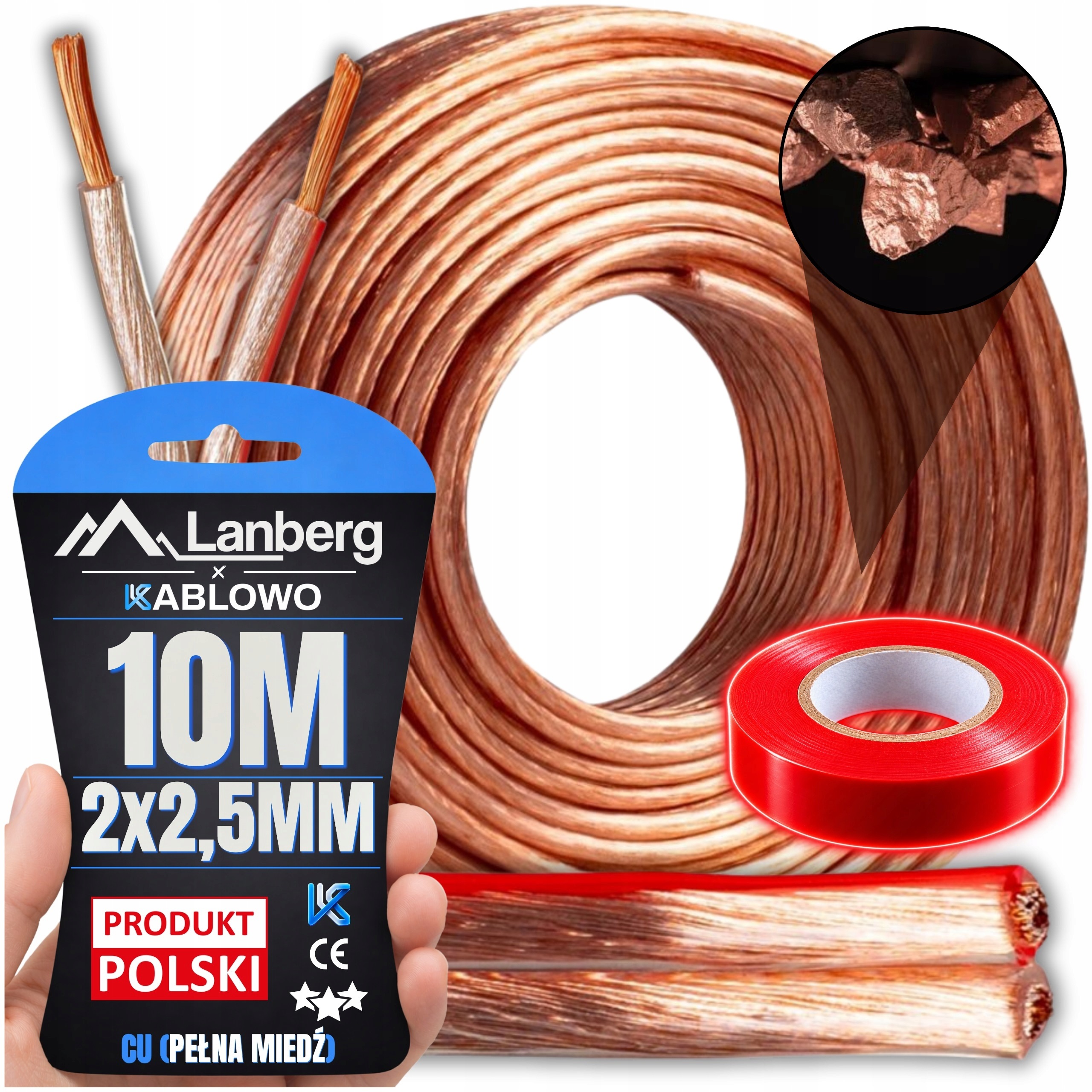 Reproduktorový Kabel Dvoužilový Audio Kabel Hq Ofc Cu 2x2,5MM Kabelový 10M