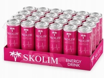 Skolim Zero Różowe Jabłko 250ml 24szt Energetyk Bez cukru Bez kaucji
