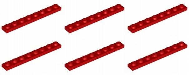 

Lego 3460 Płytka 1x8 czerwona Nowa (10g) 6 szt.