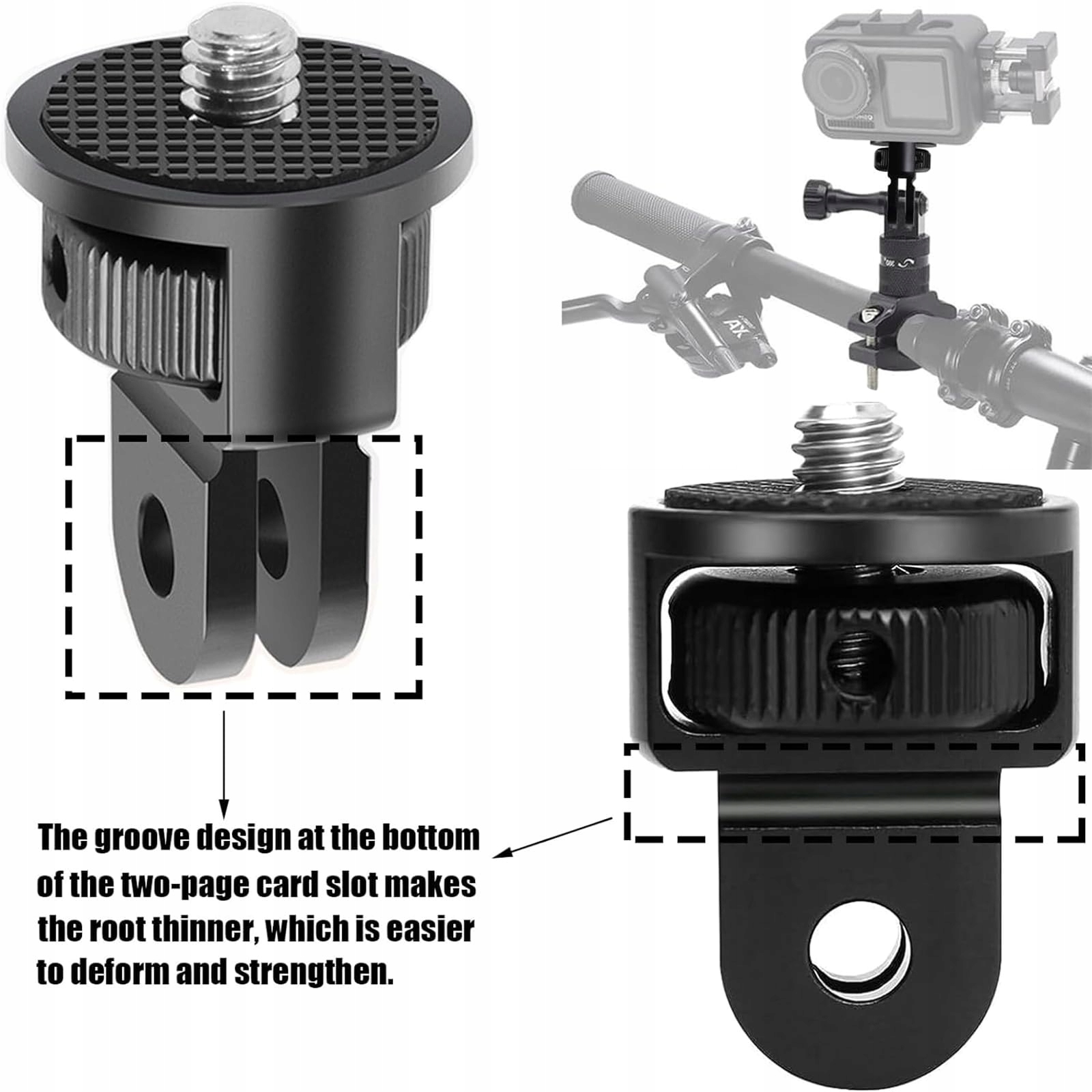 BEGPOEE Adapter Do Statywu 360° 1/4 Cala Do Kamer GoPro Sjcam — miniatura 3