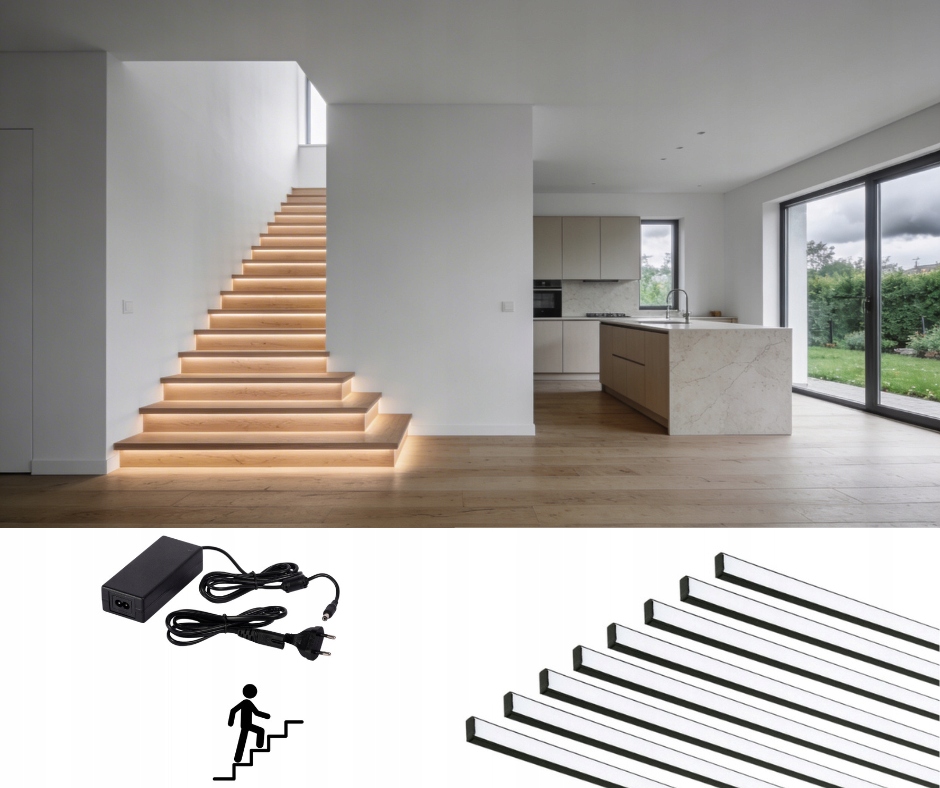 Komplet 8x Led lišta na schody Led schodišťové osvětlení Na Míru 4500K