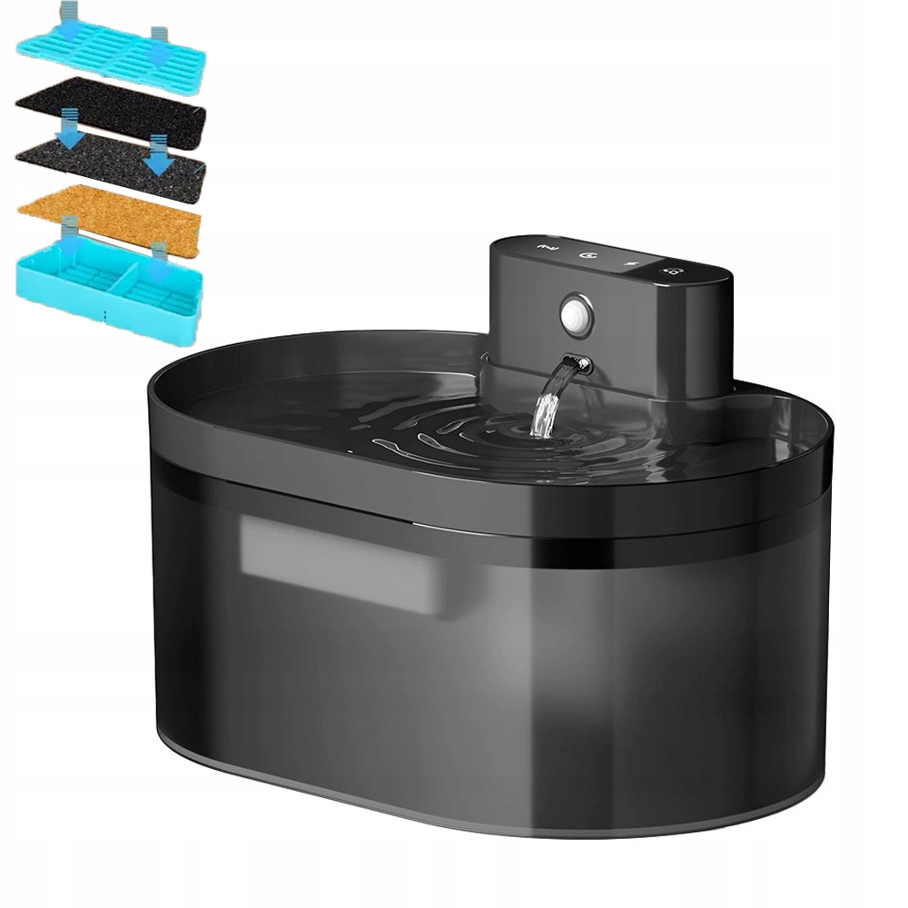 Levně Automatická fontána na vodu pro kočky a psy s pohybovým senzorem, dobíjecí, tichá