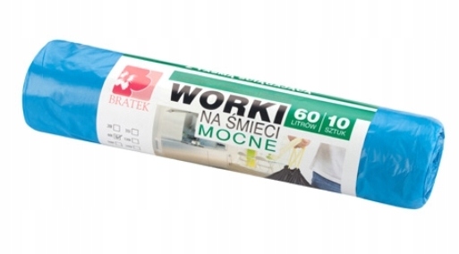 

Worki na śmieci mocne 60l 10 szt Eko z Taśmą