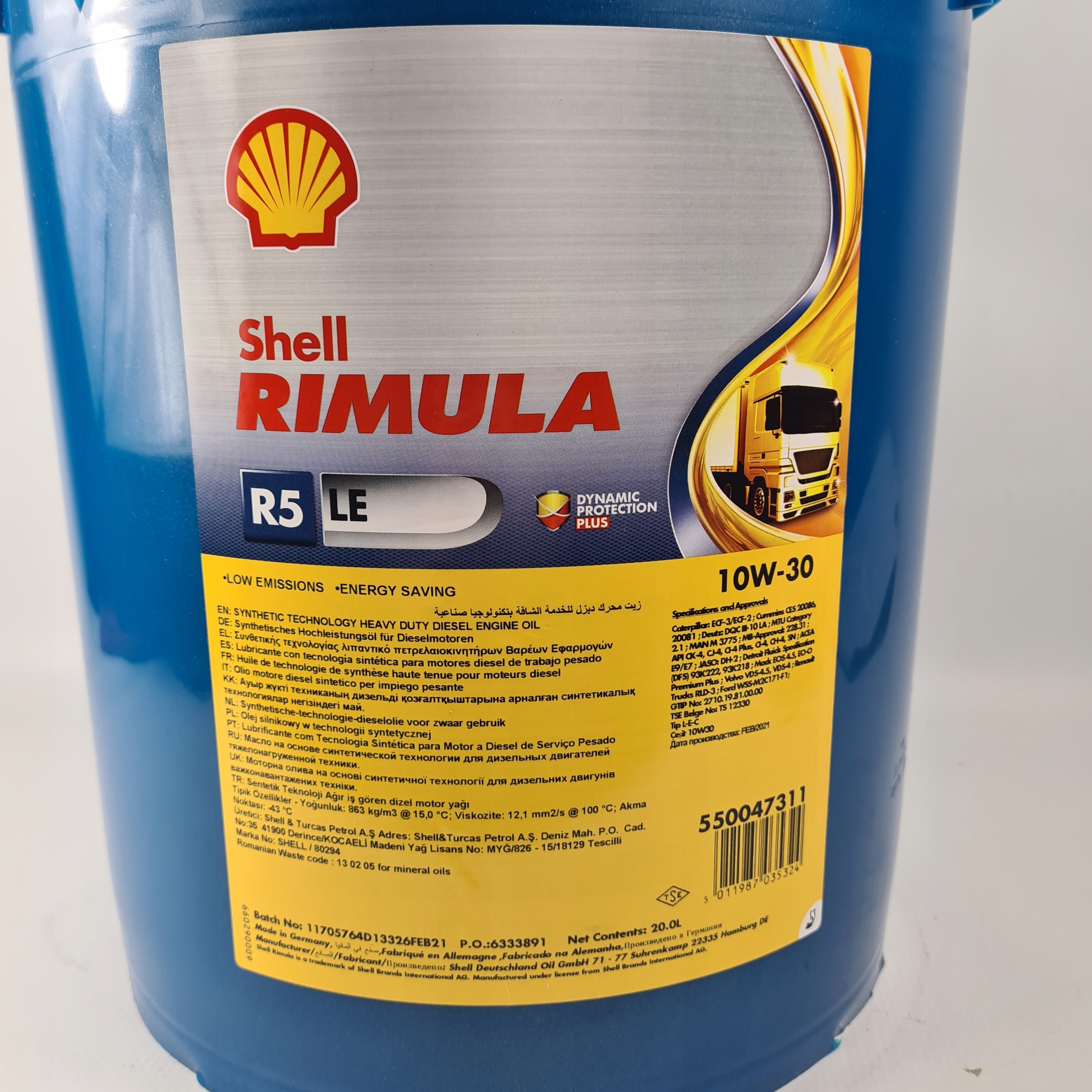 Shell Rimula R5 LE 10w-30 20L Cat ECF-3 /2 VDS-4.5 Rodzaj półsyntetyczne