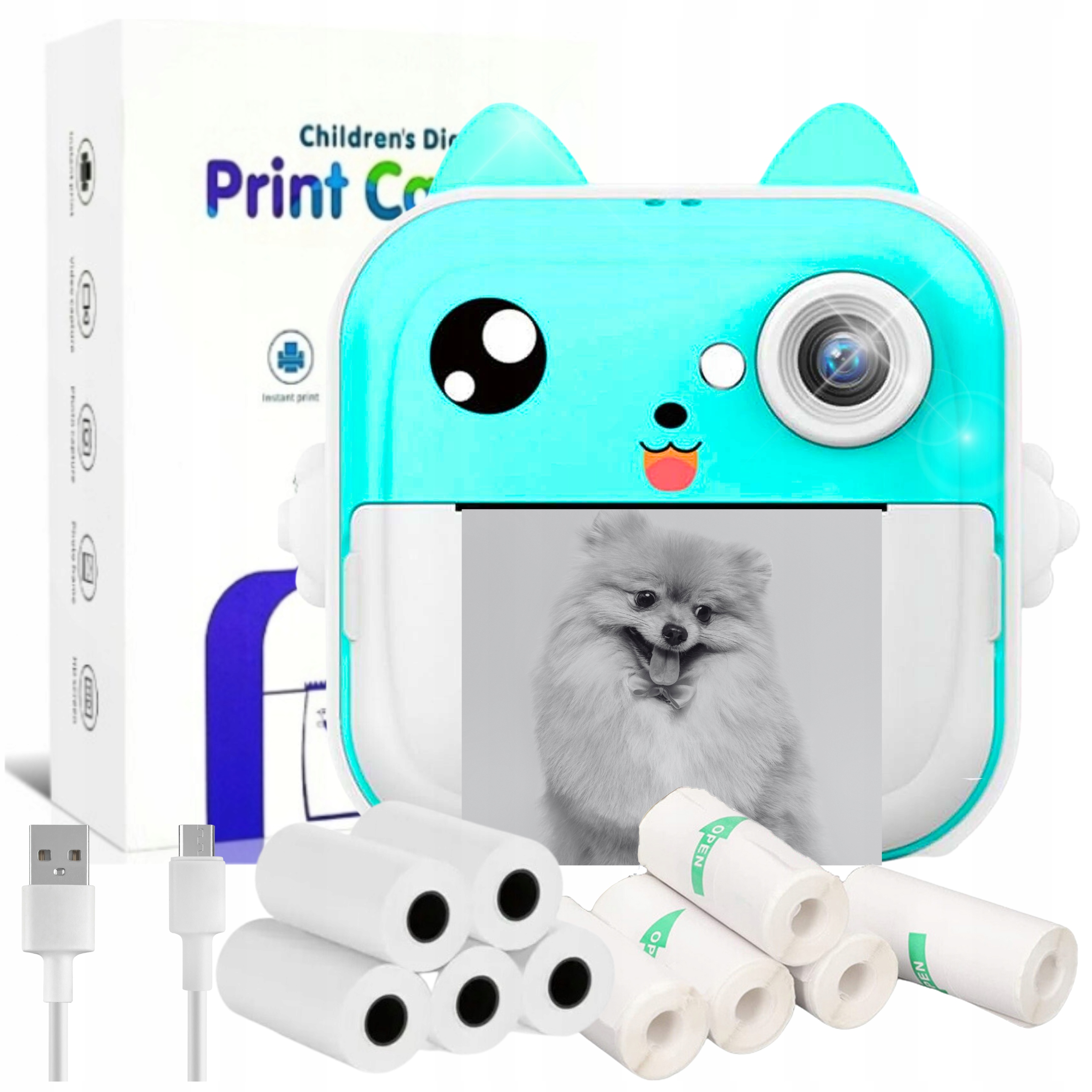 DRUKARKA TERMICZNA APARAT KAMERA 3W1 DRUKARKA NATYCHMIASTOWA+13 ROLEK