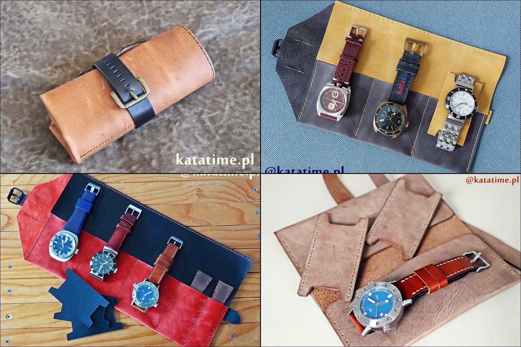 ETUI podróżne roller bag pokrowiec na 2 zegarki naturalna skóra granatowy Stan opakowania oryginalne