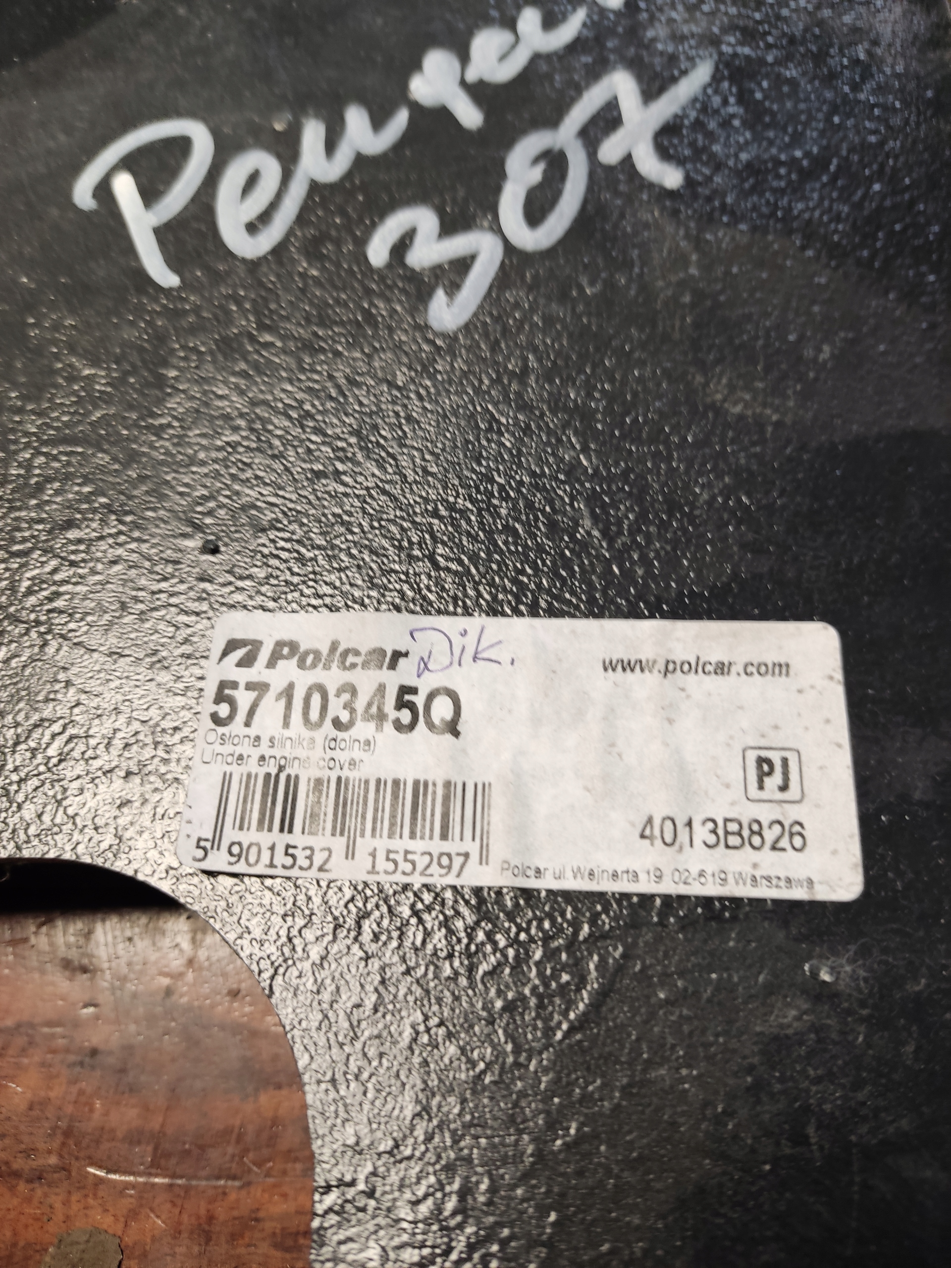 OSŁONA DOLNA SILNIKA PEUGEOT 307 NOWA POLCAR 5710345Q 7013L3 Typ samochodu Samochody osobowe