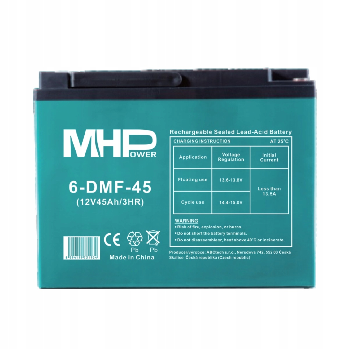 MHPower 6-DMF-45 Trakční gelová baterie 12V/45Ah, Terminál M6, Deep Cycle