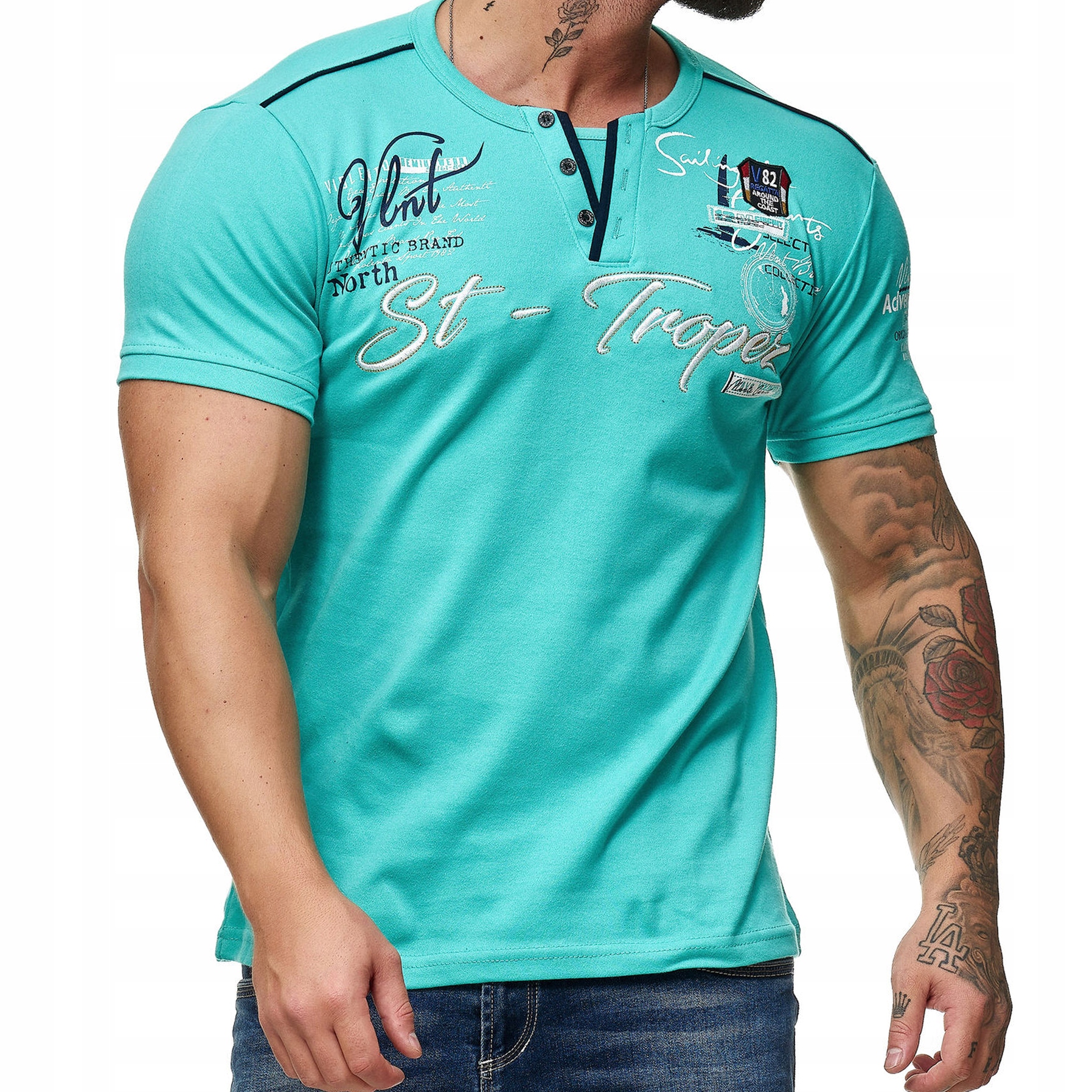 Pánské tričko St-Tropez s vyšívanými výšivkami s potiskem