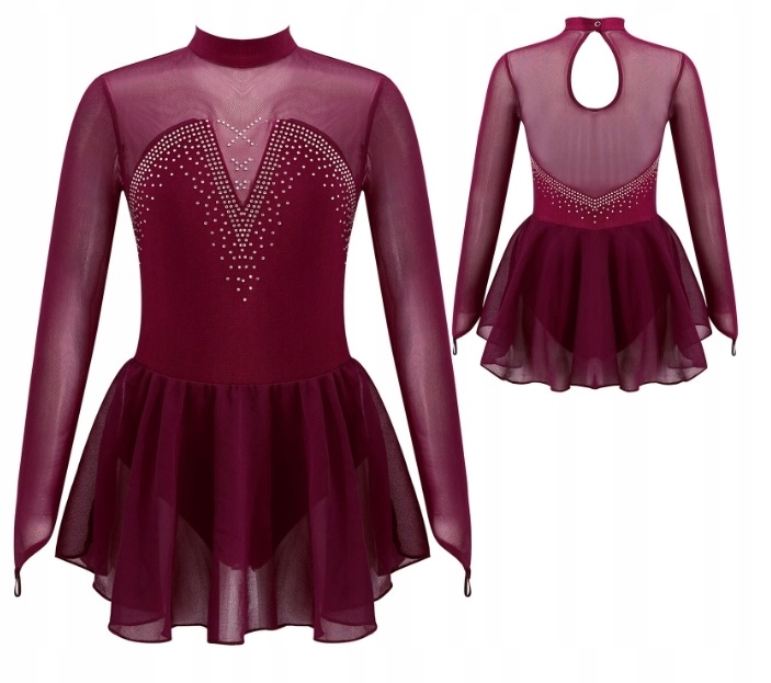 Šaty Body Balet Bruslení Gymnastika Červená 134/140