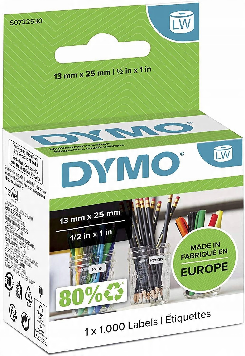 

Dymo etykiety uniwersalne 13x25mm 1000szt biały