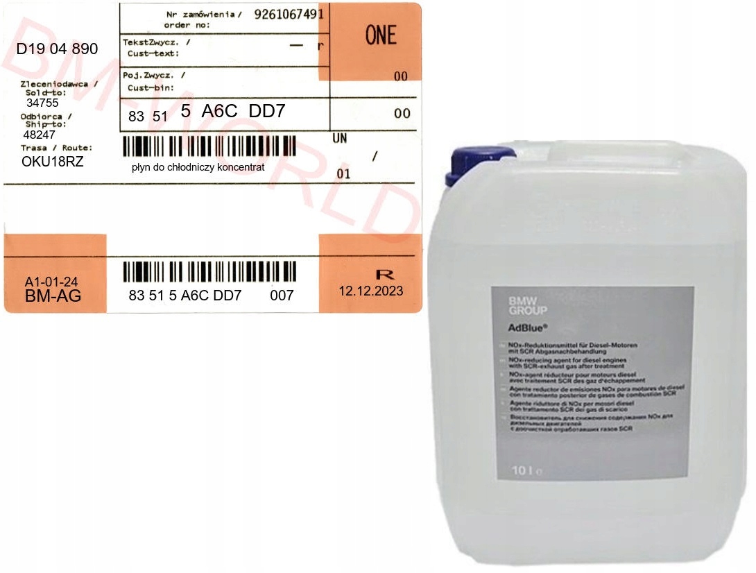 Nový originální Oe Bmw Kapalina AdBlue Scr Filtr Pevných Částic EURO6 10L Aso