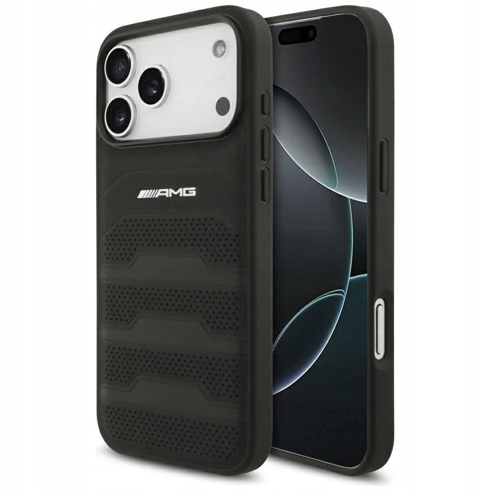 Pouzdro Amg Leather Debossed Lines Logo pro iPhone 17 Pro Max černé