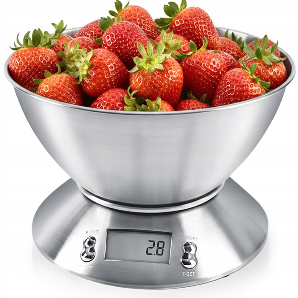 Elektronická potravinářská kuchyňská váha s minutovou miskou, teploměr 5 kg, 2,2 l